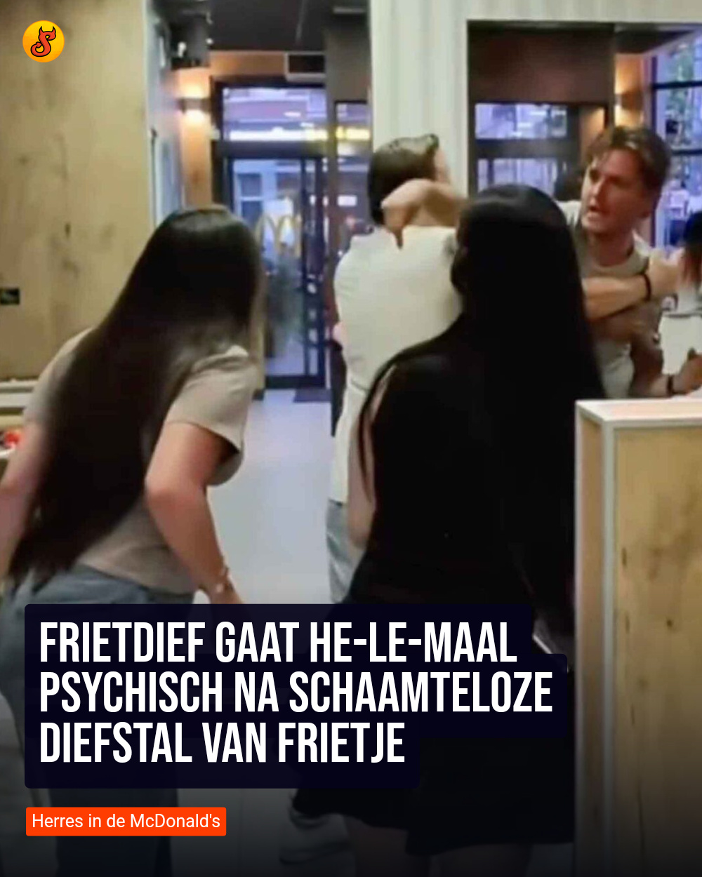 Frietdief gaat he-le-maal psychisch na schaamteloze diefstal van frietje