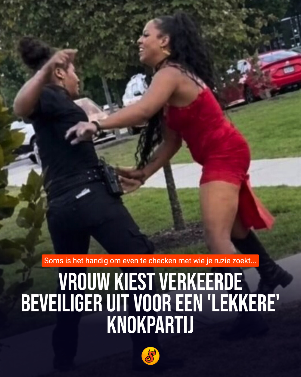 Vrouw kiest verkeerde beveiliger uit voor een 'lekkere' knokpartij