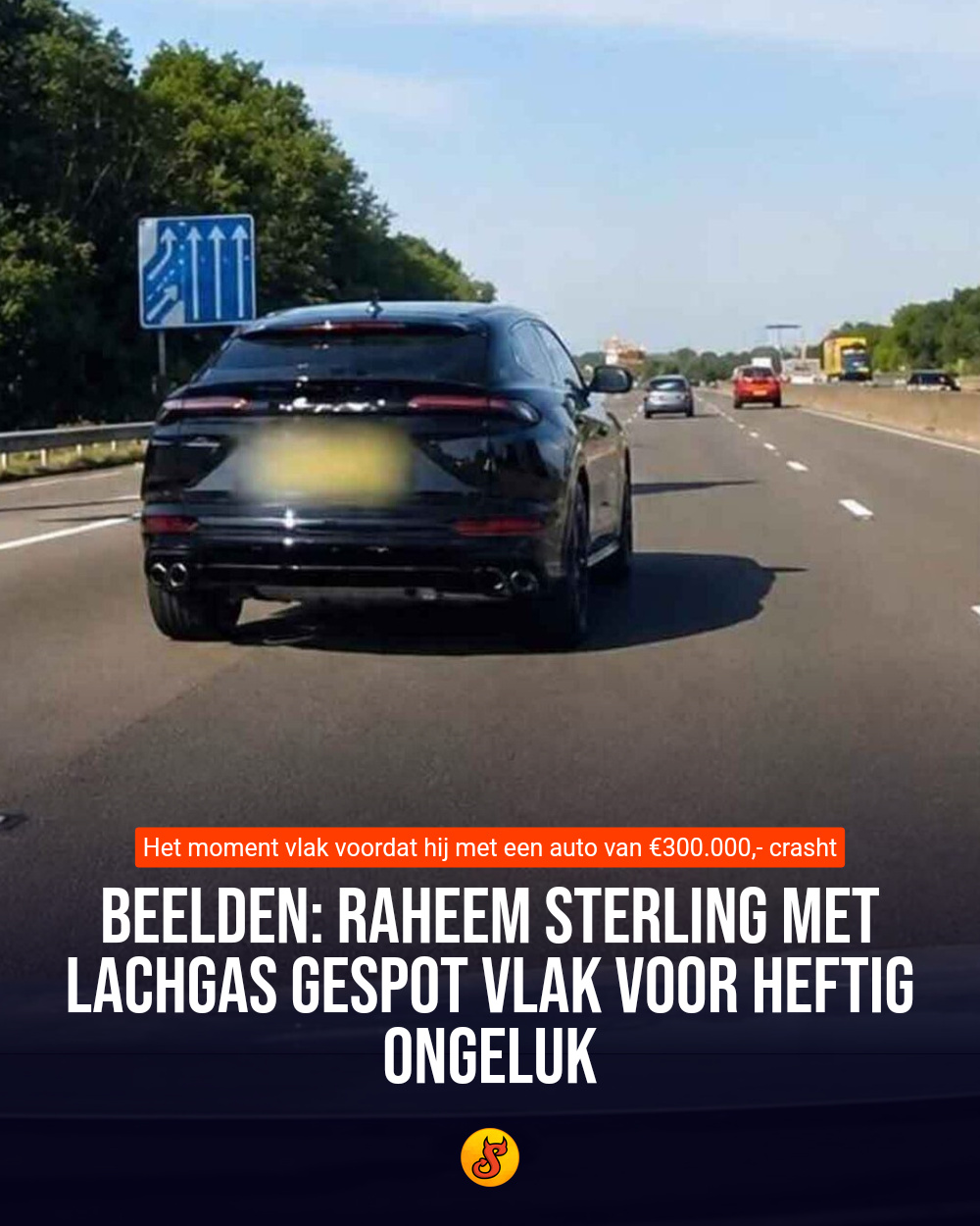 Beelden: Raheem Sterling met lachgas gespot vlak voor heftig ongeluk