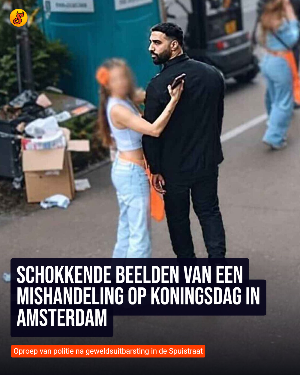 Schokkende beelden van een mishandeling op Koningsdag in Amsterdam