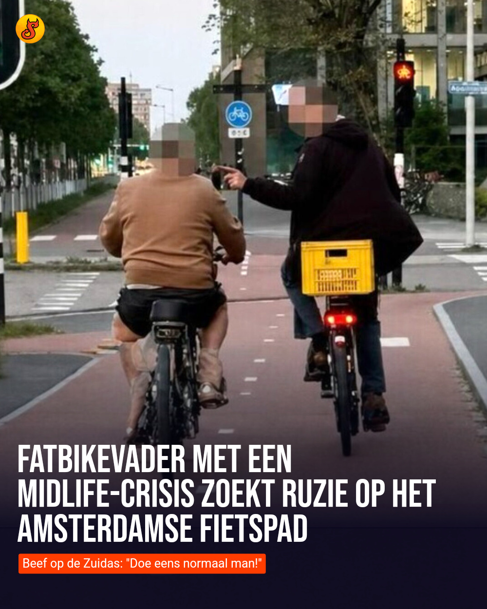 Fatbikevader met een midlife-crisis zoekt ruzie op het Amsterdamse fietspad