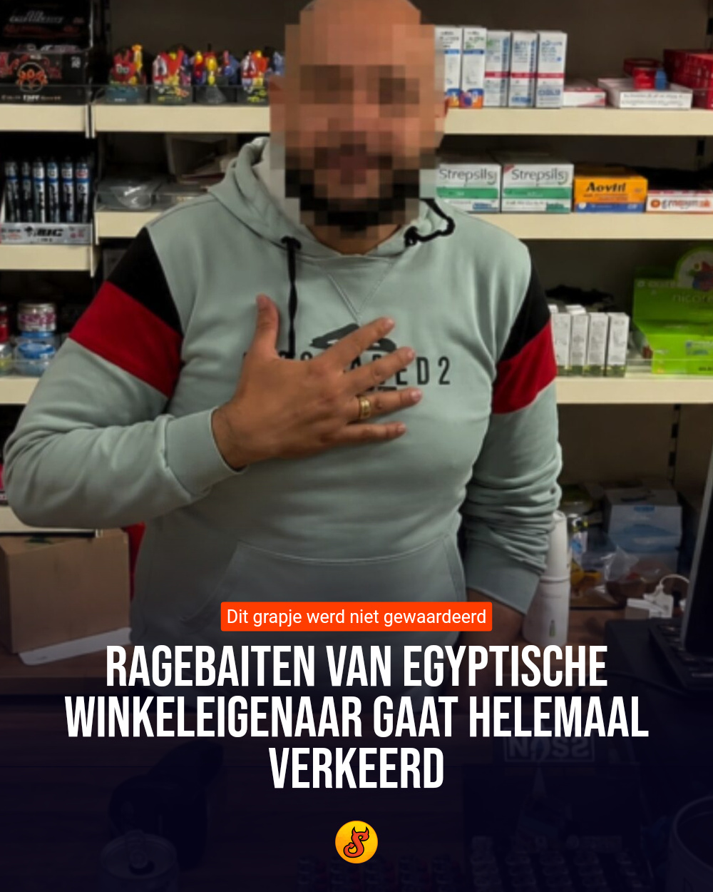 Ragebaiten van Egyptische winkeleigenaar gaat helemaal verkeerd