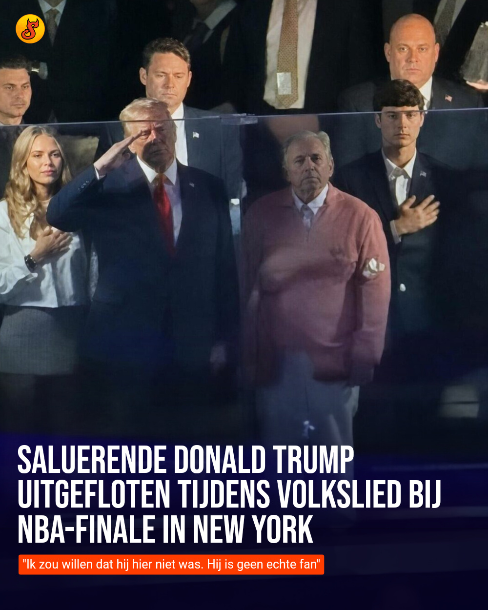 Saluerende Donald Trump uitgefloten tijdens volkslied bij NBA-finale in New York