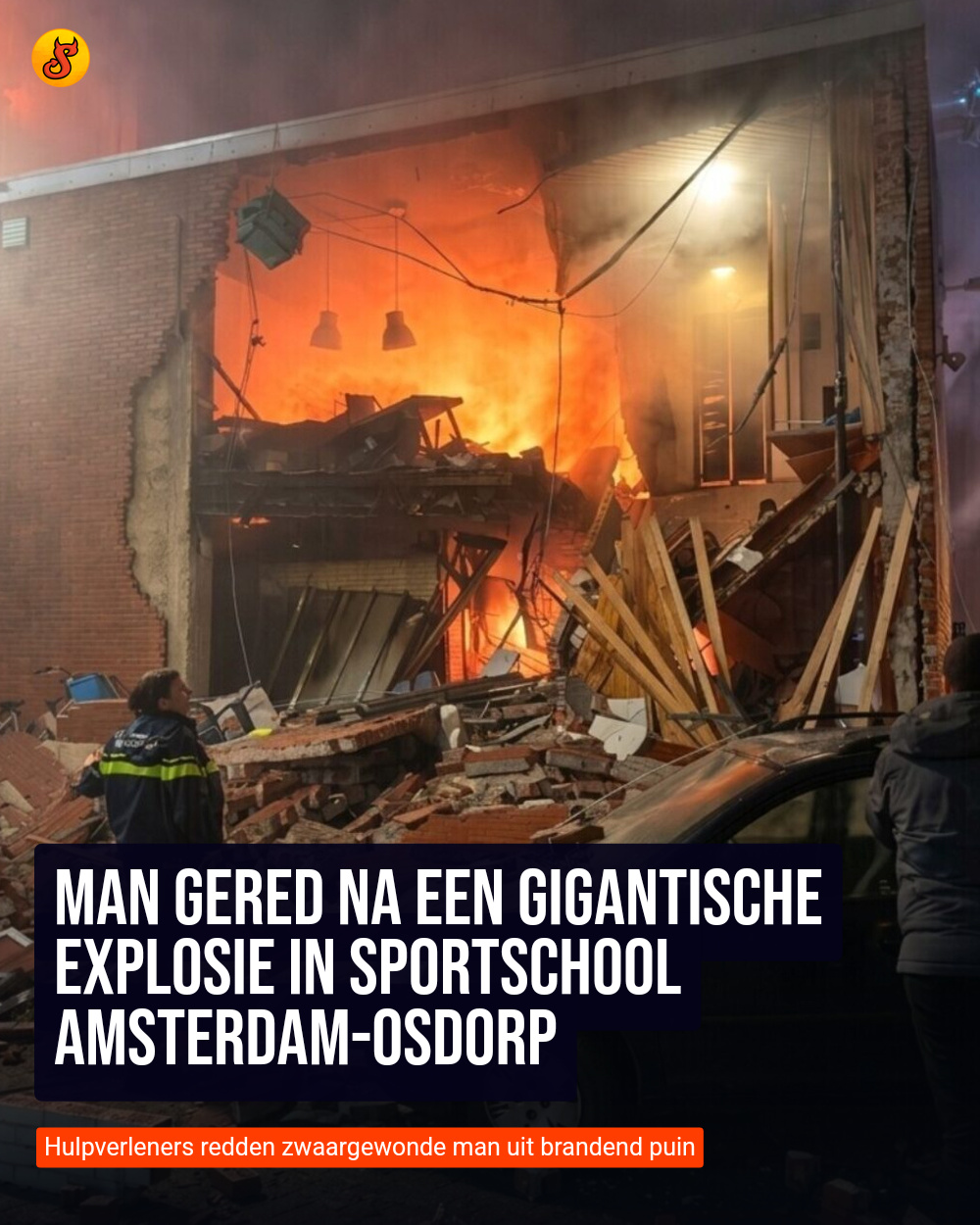 Man gered na een gigantische explosie in sportschool Amsterdam-Osdorp
