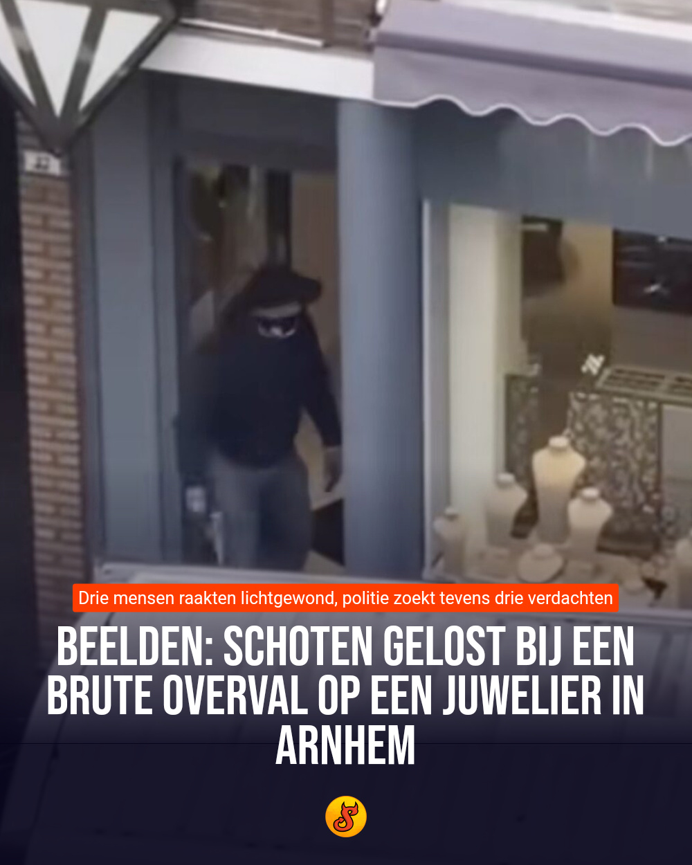 Beelden: Schoten gelost bij een brute overval op een juwelier in Arnhem