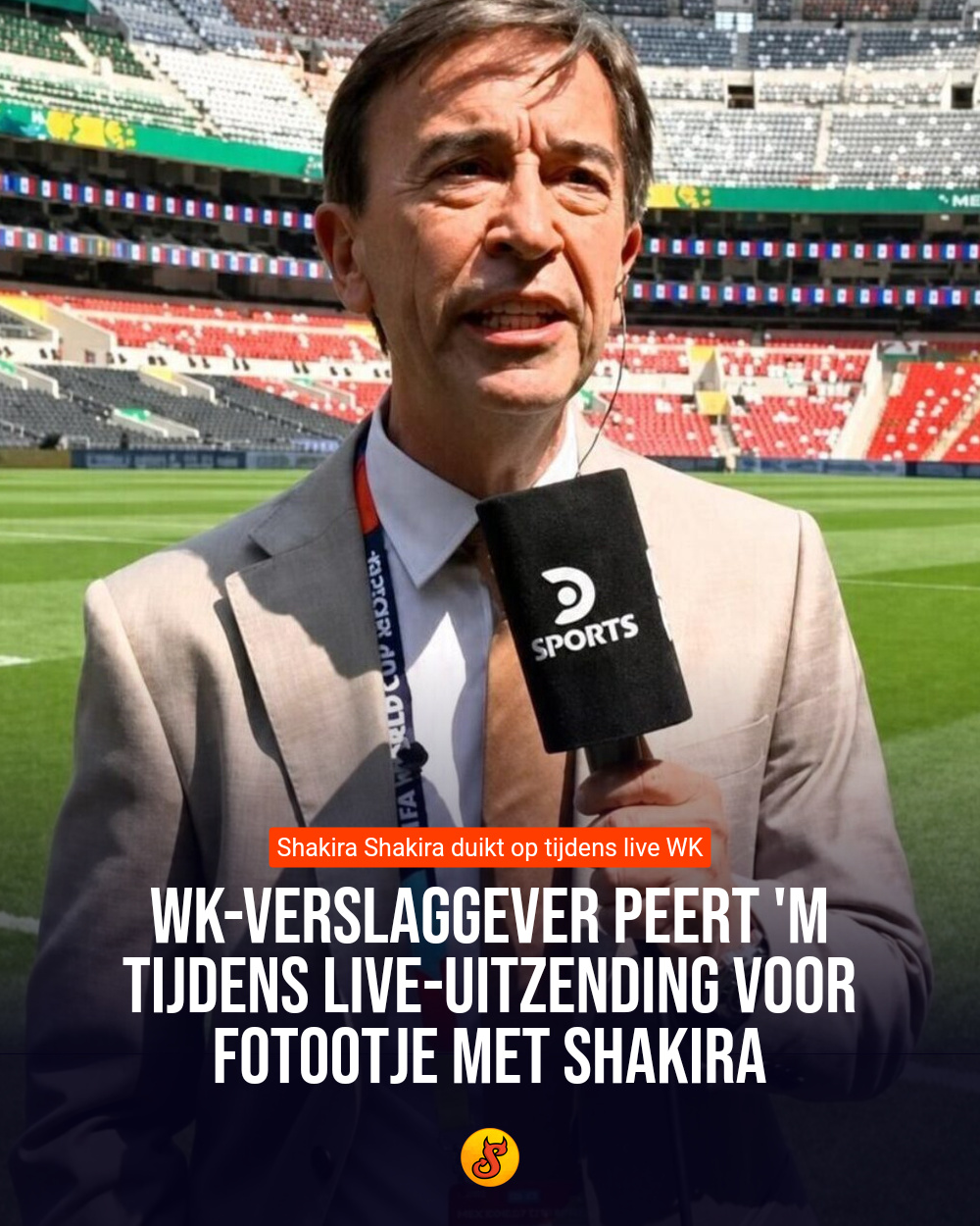 WK-verslaggever peert 'm tijdens live-uitzending voor fotootje met Shakira