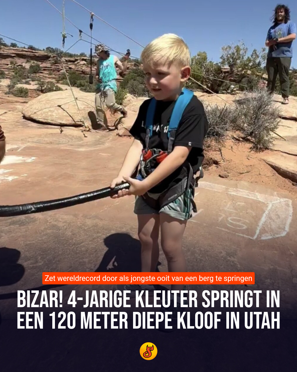 Bizar! 4-jarige kleuter springt in een 120 meter diepe kloof in Utah