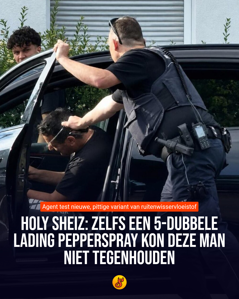 Holy sheiz: Zelfs een 5-dubbele lading pepperspray kon deze man niet tegenhouden