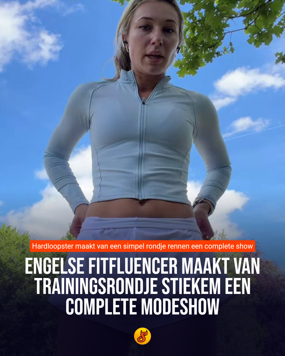 Engelse Fitfluencer maakt van trainingsrondje stiekem een complete modeshow
