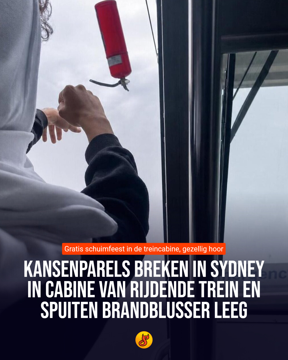 Kansenparels breken in Sydney in cabine van rijdende trein en spuiten brandblusser leeg