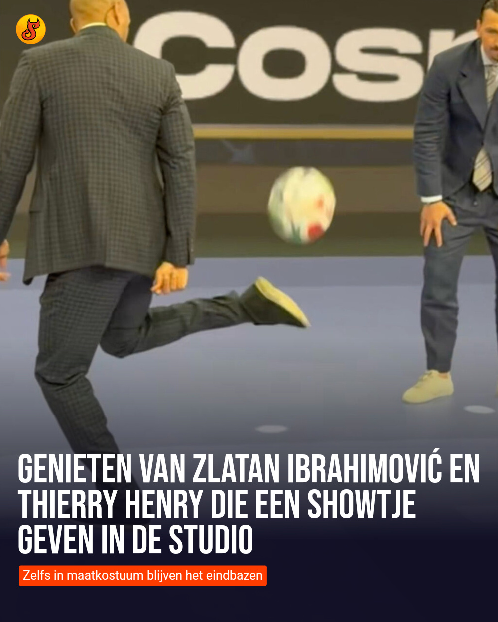 Genieten van Zlatan Ibrahimović en Thierry Henry die een showtje geven in de studio