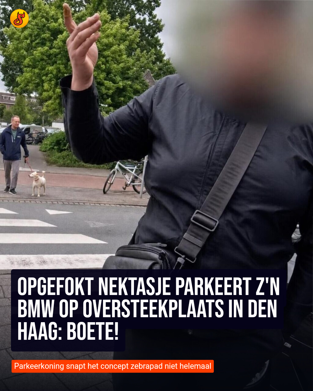 Opgefokt nektasje parkeert z'n BMW op oversteekplaats in Den Haag: BOETE!