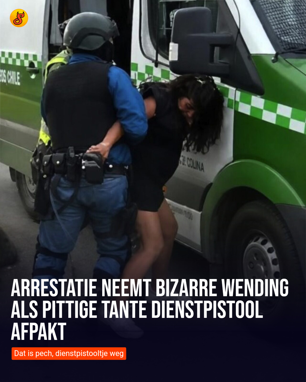 Arrestatie neemt bizarre wending als pittige tante dienstpistool afpakt