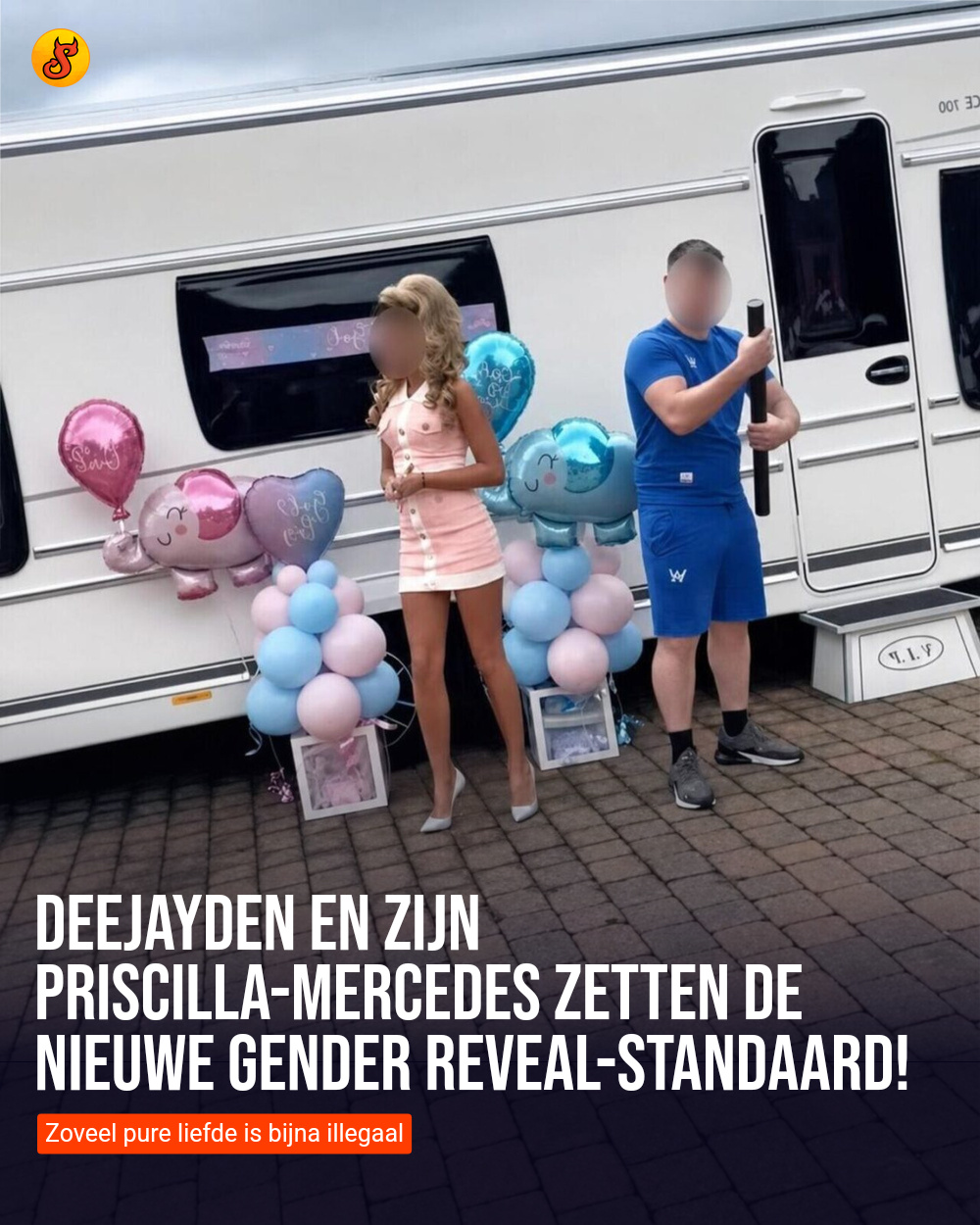 Deejayden en zijn Priscilla-Mercedes zetten de nieuwe gender reveal-standaard!