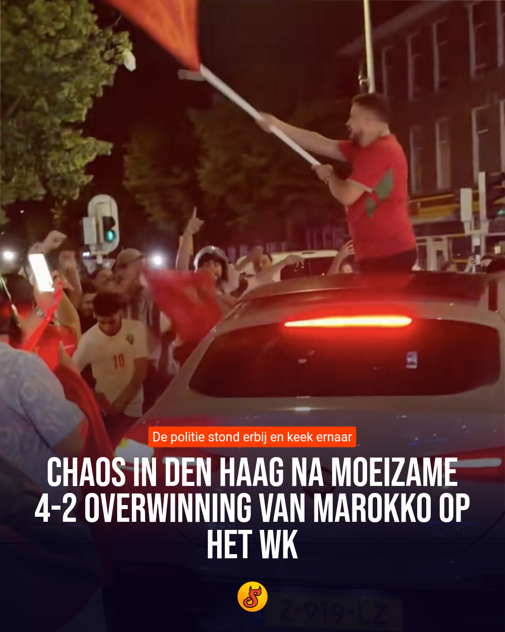 Chaos in Den Haag na moeizame 4-2 overwinning van Marokko op het WK