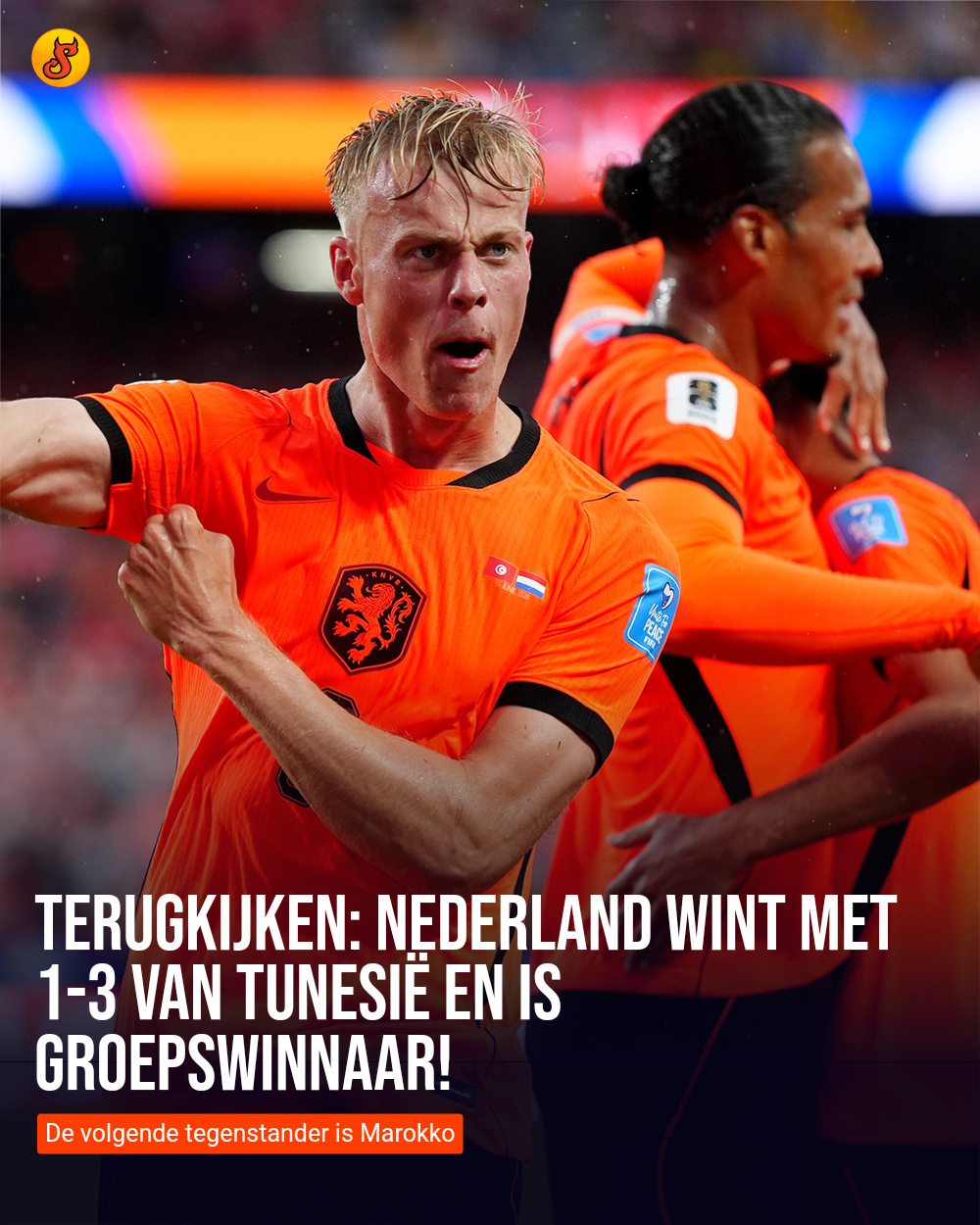 Terugkijken: Nederland wint met 1-3 van Tunesië en is groepswinnaar!