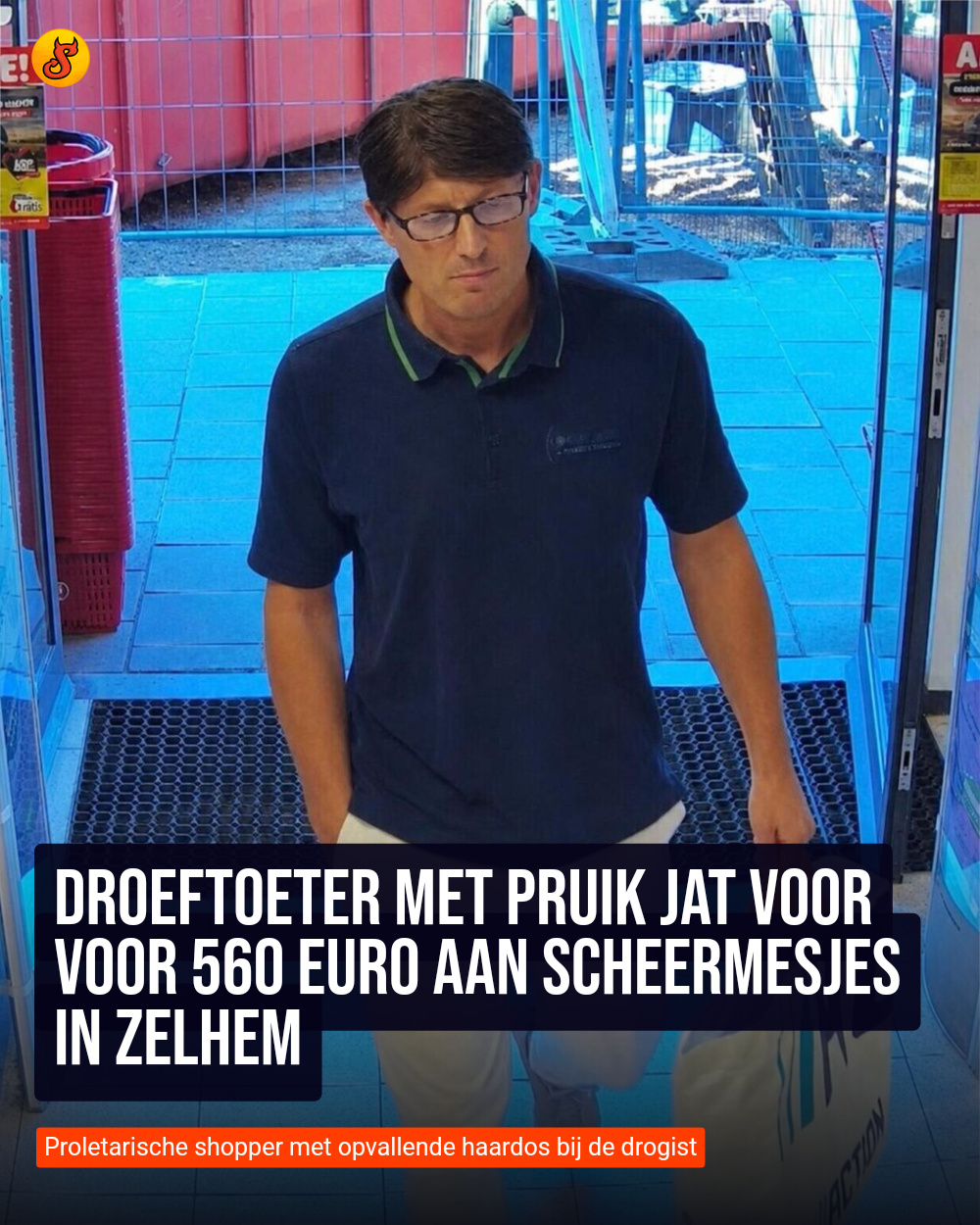 Droeftoeter met pruik jat voor voor 560 euro aan scheermesjes in Zelhem