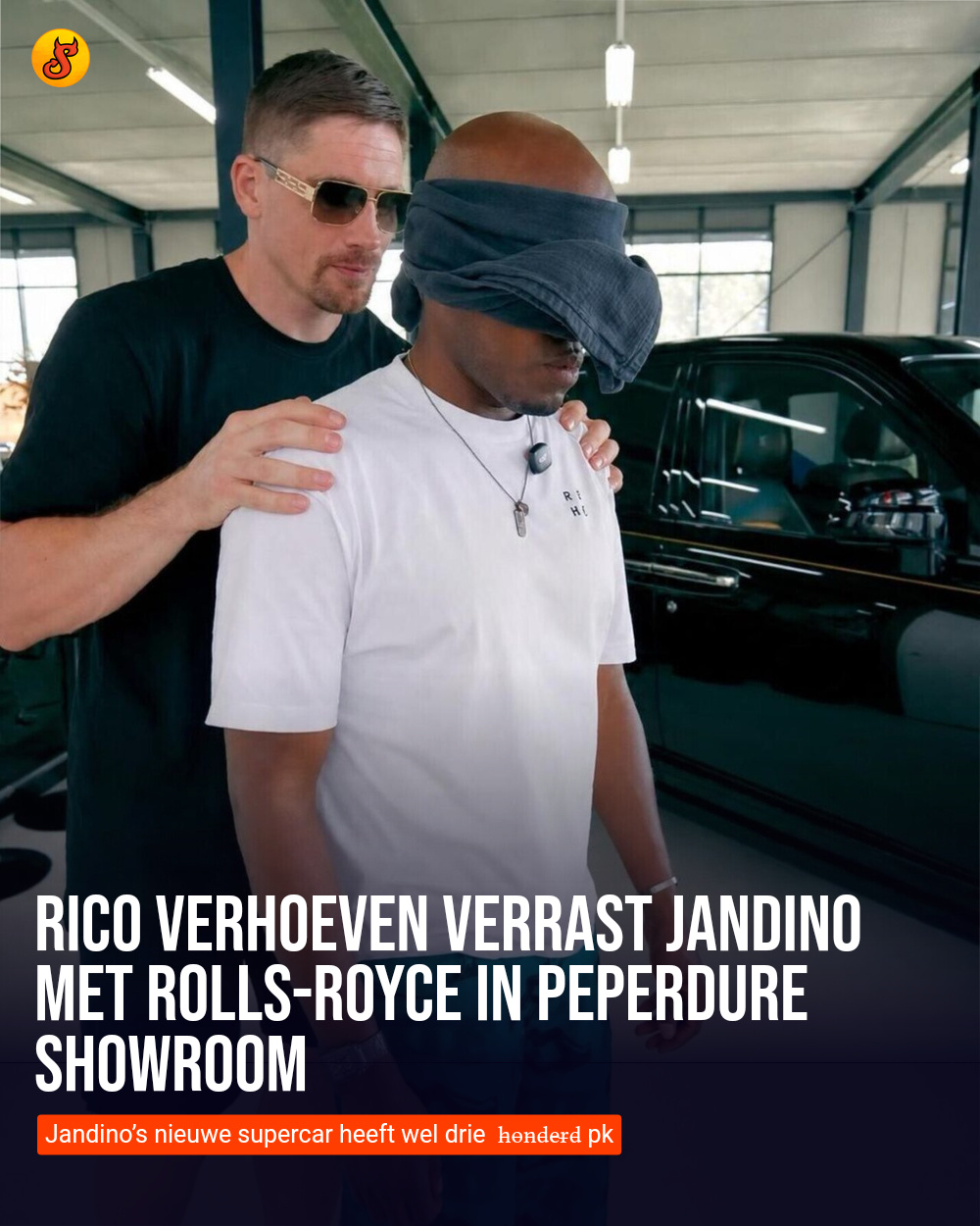 Rico Verhoeven verrast Jandino met Rolls-Royce in peperdure showroom