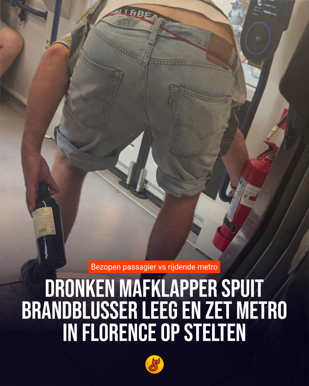 Dronken mafklapper spuit brandblusser leeg en zet metro in Florence op stelten