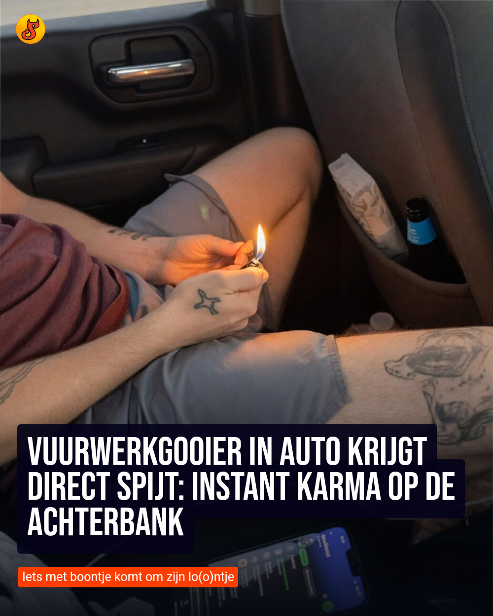 Vuurwerkgooier in auto krijgt direct spijt: instant karma op de achterbank