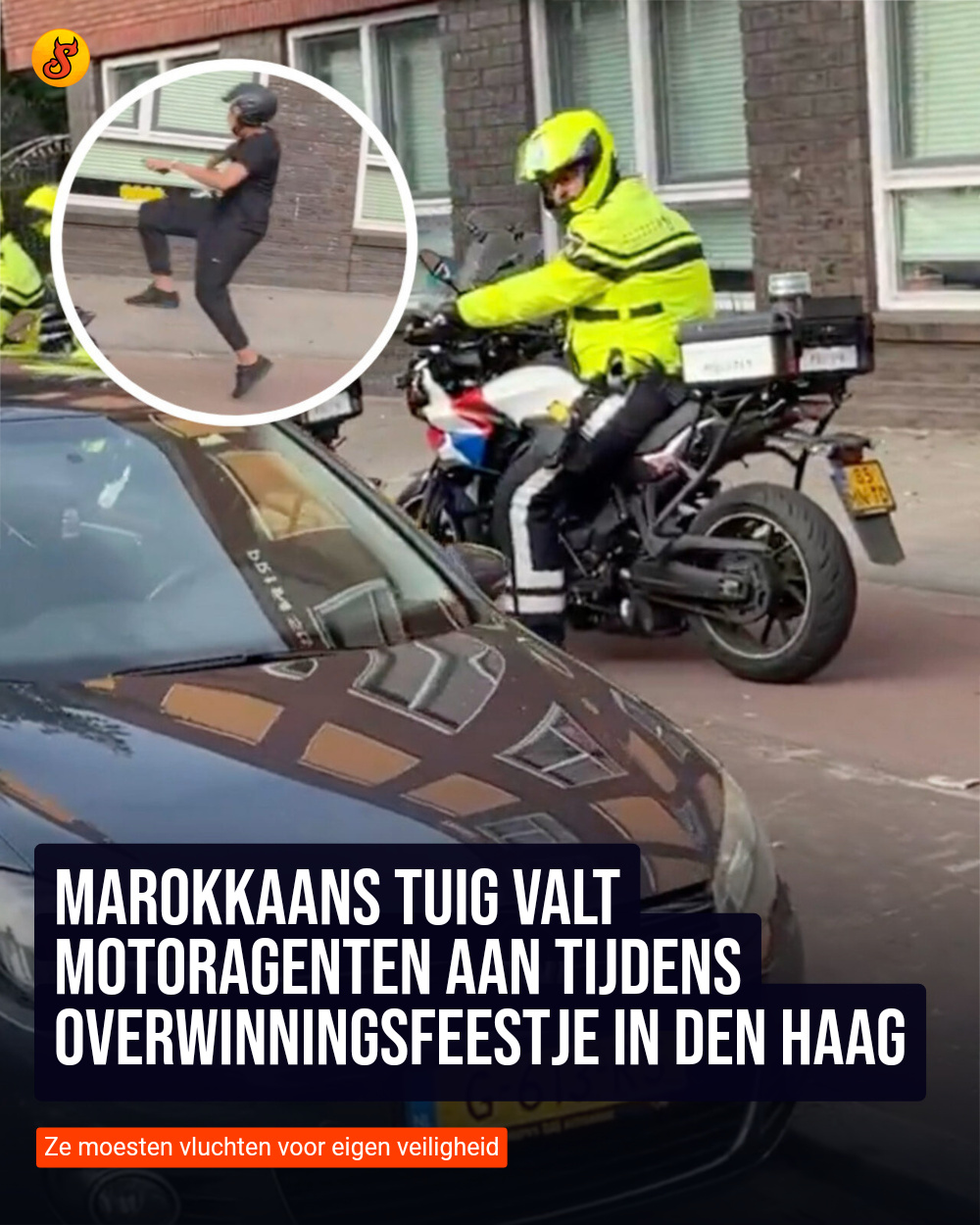 Marokkaans tuig valt motoragenten aan tijdens overwinningsfeestje in Den Haag