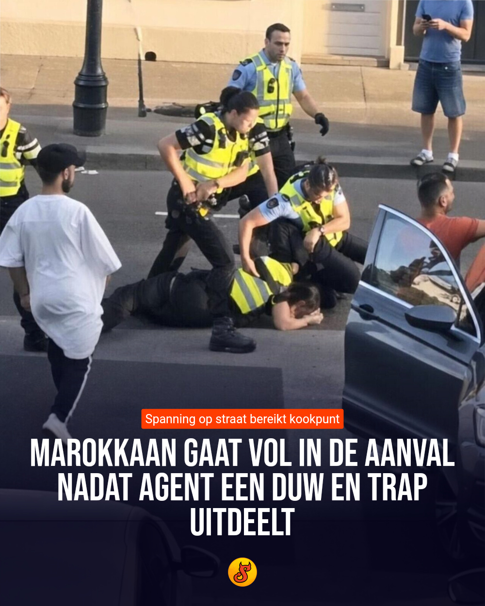 Marokkaan gaat vol in de aanval nadat agent een duw en trap uitdeelt