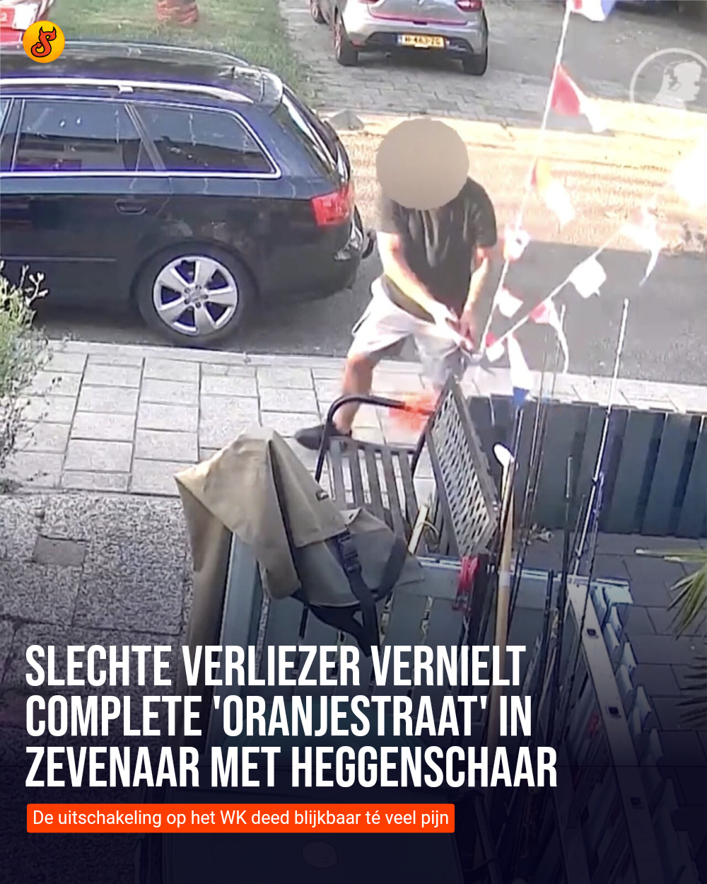 Slechte verliezer vernielt complete 'Oranjestraat' in Zevenaar met heggenschaar