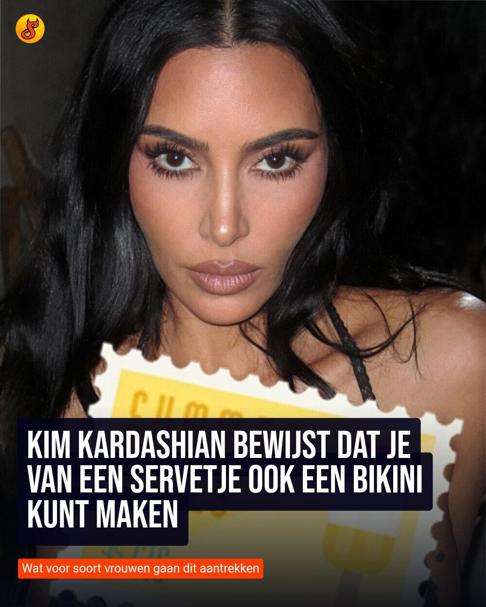 Kim Kardashian bewijst dat je van een servetje ook een bikini kunt maken