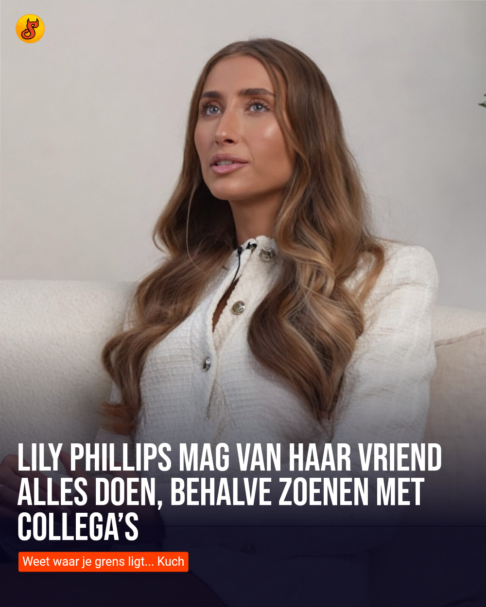 Lily Phillips mag van haar vriend ALLES doen, behalve zoenen met collega’s