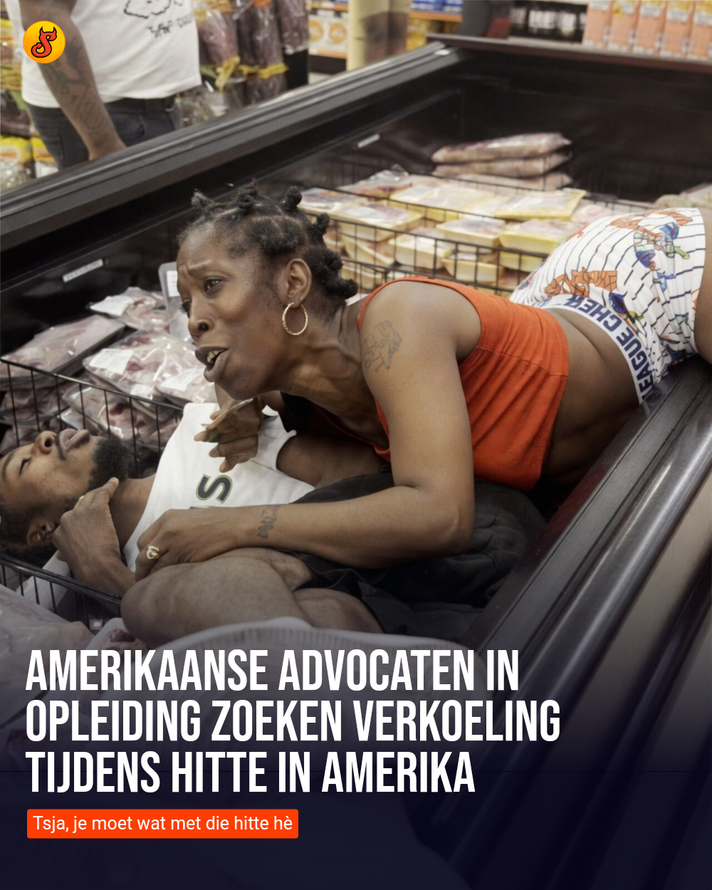 Amerikaanse advocaten in opleiding zoeken verkoeling tijdens hitte in Amerika