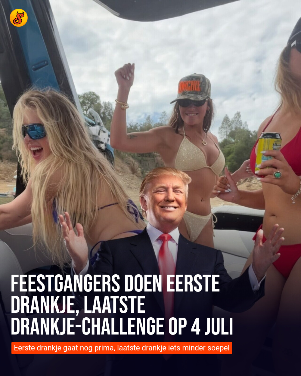 Feestgangers doen eerste drankje, laatste drankje-challenge op 4 juli
