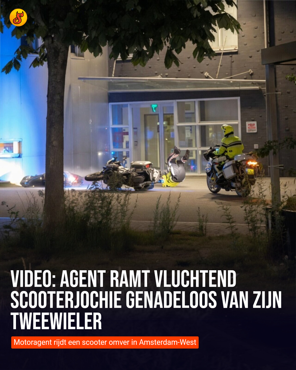 Video: Agent ramt vluchtend scooterjochie genadeloos van zijn tweewieler