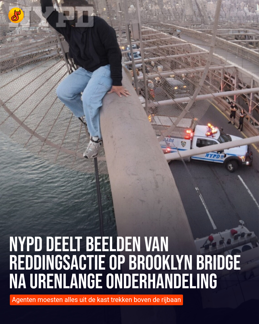 NYPD deelt beelden van reddingsactie op Brooklyn Bridge na urenlange onderhandeling