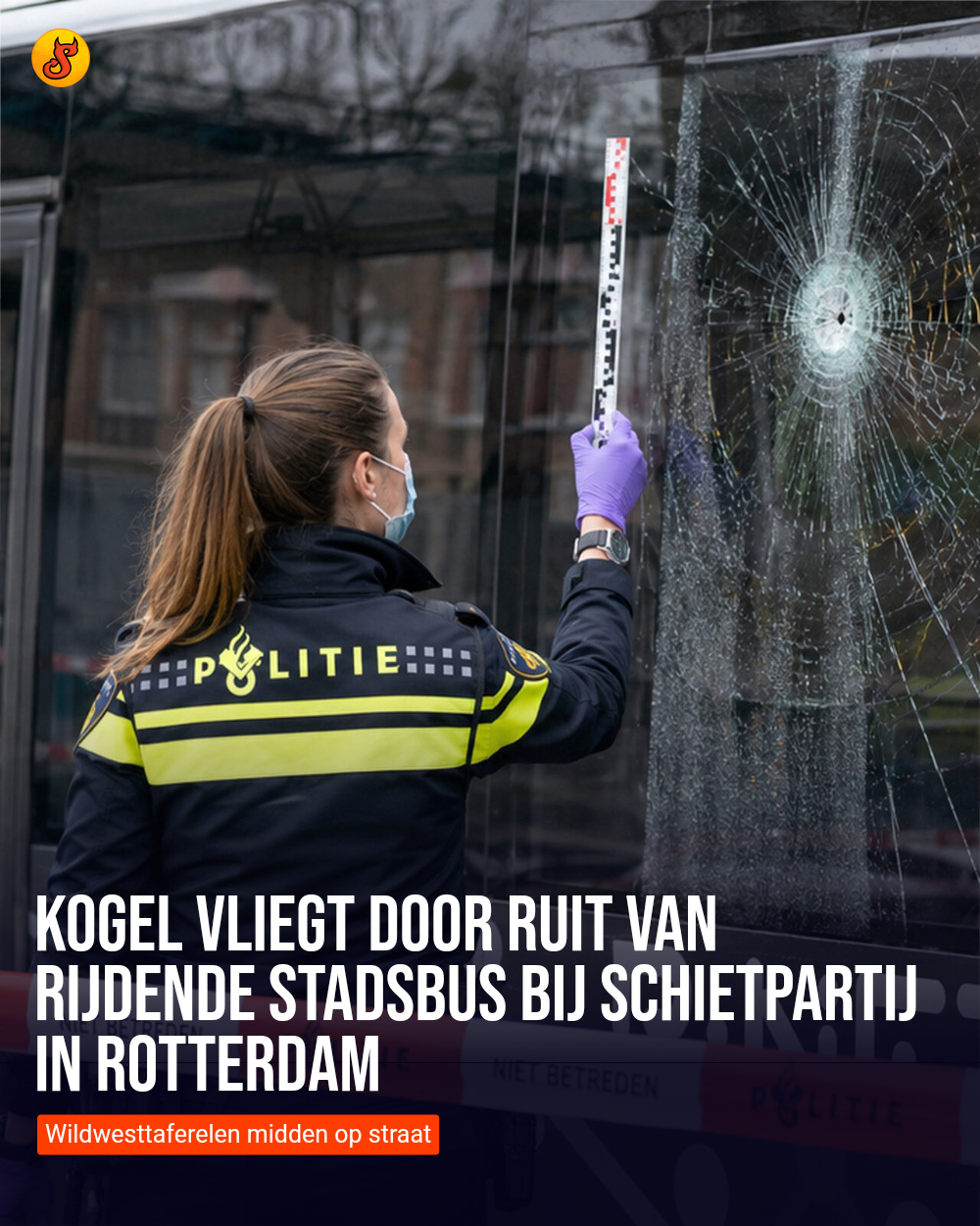 Kogel vliegt door ruit van rijdende stadsbus bij schietpartij in Rotterdam