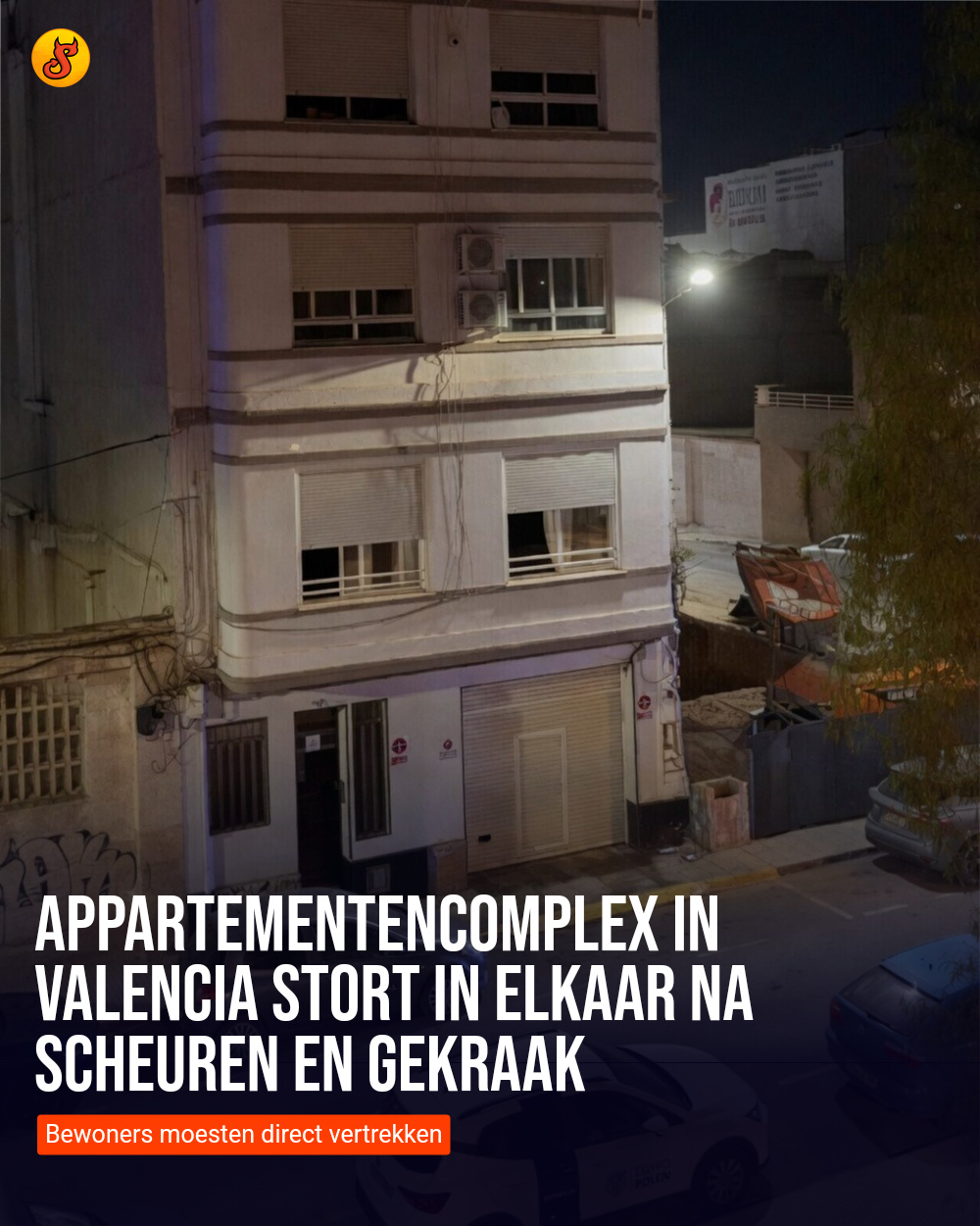 Appartementencomplex in Valencia stort in elkaar na scheuren en gekraak