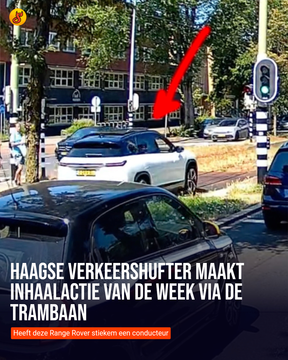 Haagse verkeershufter maakt inhaalactie van de week via de trambaan