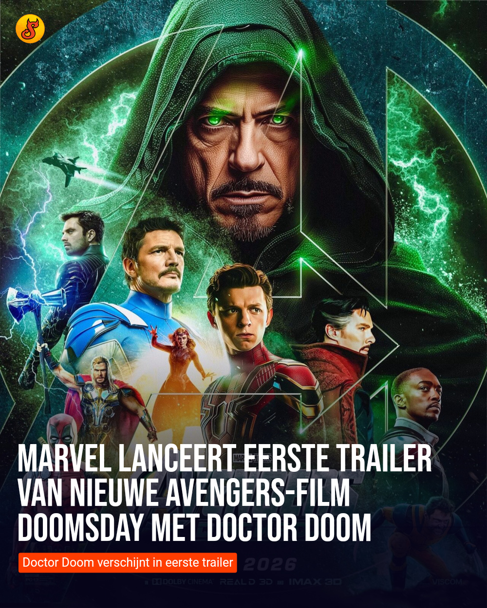 Marvel lanceert eerste trailer van nieuwe Avengers-film Doomsday met Doctor Doom