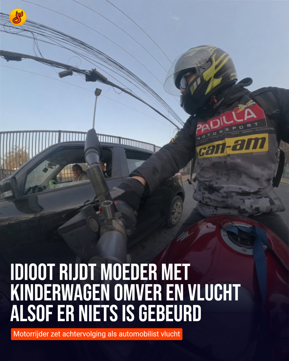 Idioot rijdt moeder met kinderwagen omver en vlucht alsof er niets is gebeurd