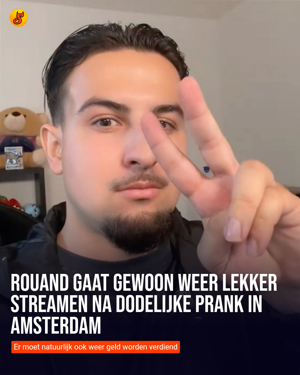 Rouand gaat gewoon weer lekker streamen na dodelijke prank in Amsterdam