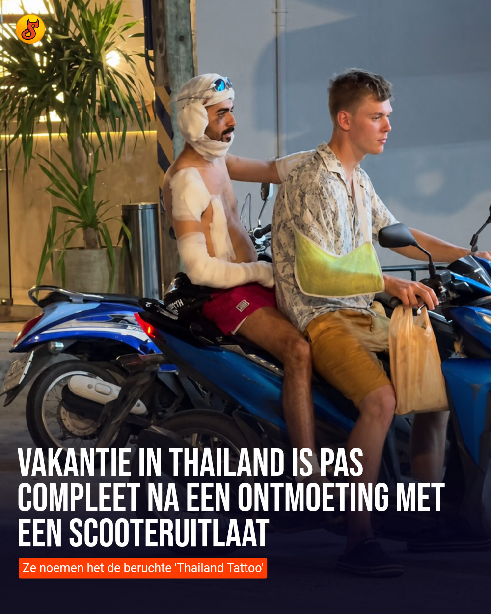 Vakantie in Thailand is pas compleet na een ontmoeting met een scooteruitlaat