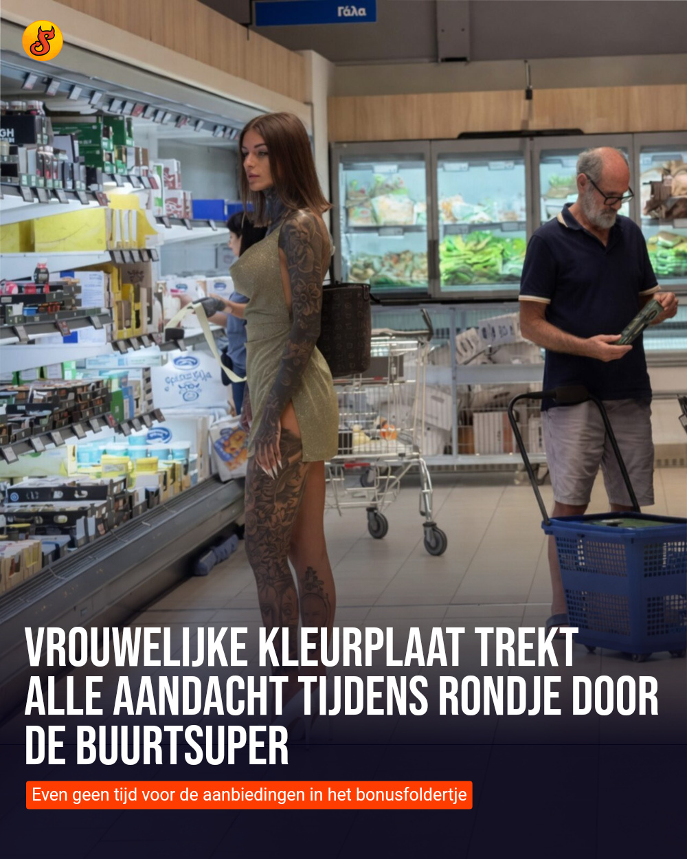 Vrouwelijke kleurplaat trekt alle aandacht tijdens rondje door de buurtsuper