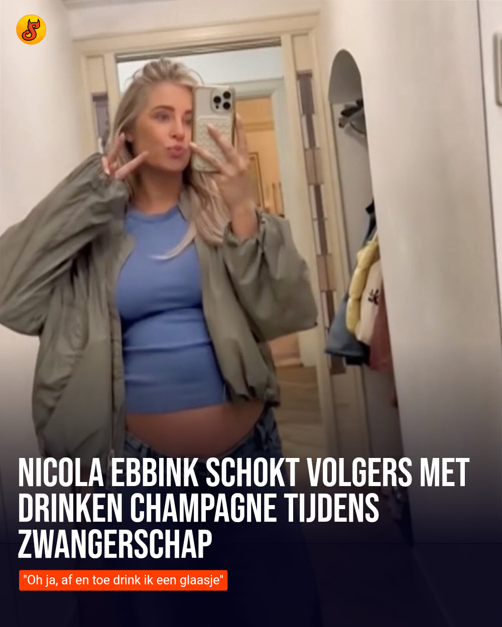 Nicola Ebbink schokt volgers met drinken Champagne tijdens zwangerschap