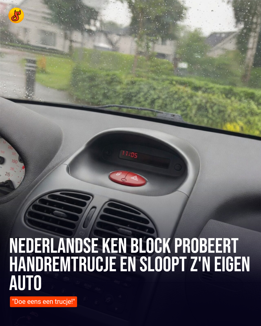 Nederlandse Ken Block probeert handremtrucje en sloopt z'n eigen auto