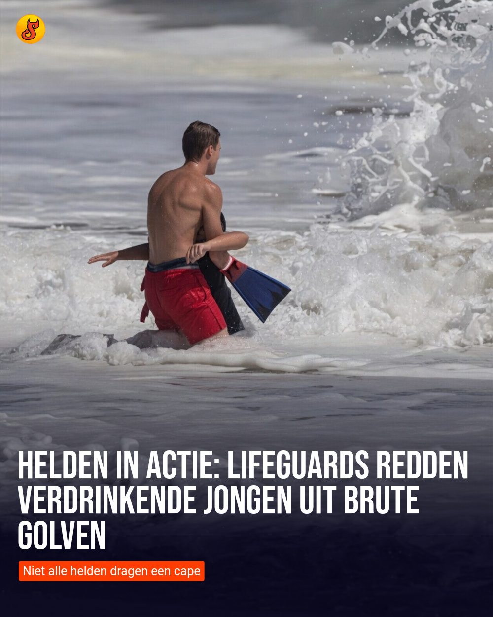 Helden in actie: Lifeguards redden verdrinkende jongen uit brute golven