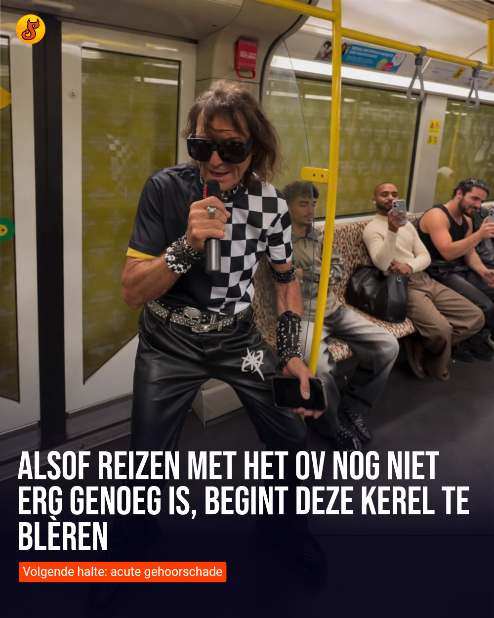 Alsof reizen met het OV nog niet erg genoeg is, begint deze kerel te blèren