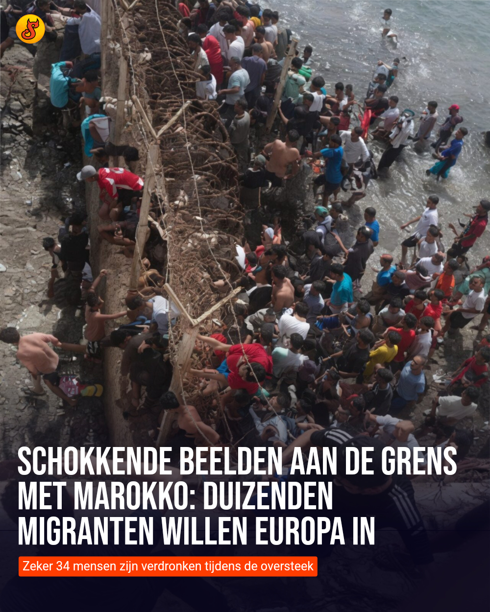 Schokkende beelden aan de grens met Marokko: duizenden migranten willen Europa in