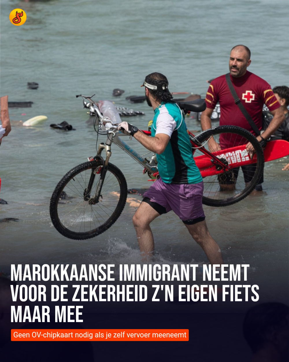 Marokkaanse immigrant neemt voor de zekerheid z'n eigen fiets maar mee