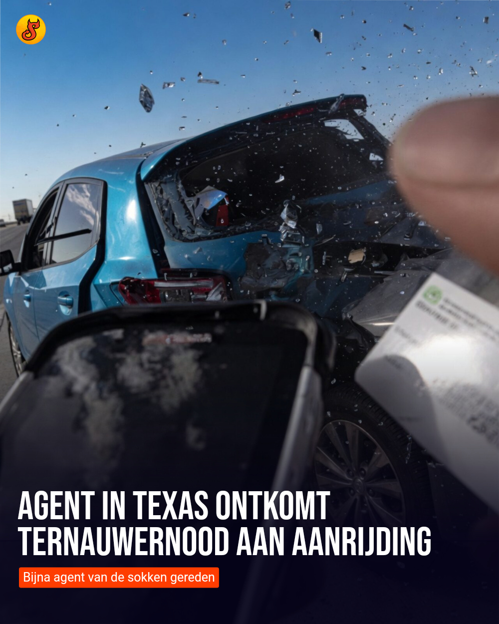 Agent in Texas ontkomt ternauwernood aan aanrijding