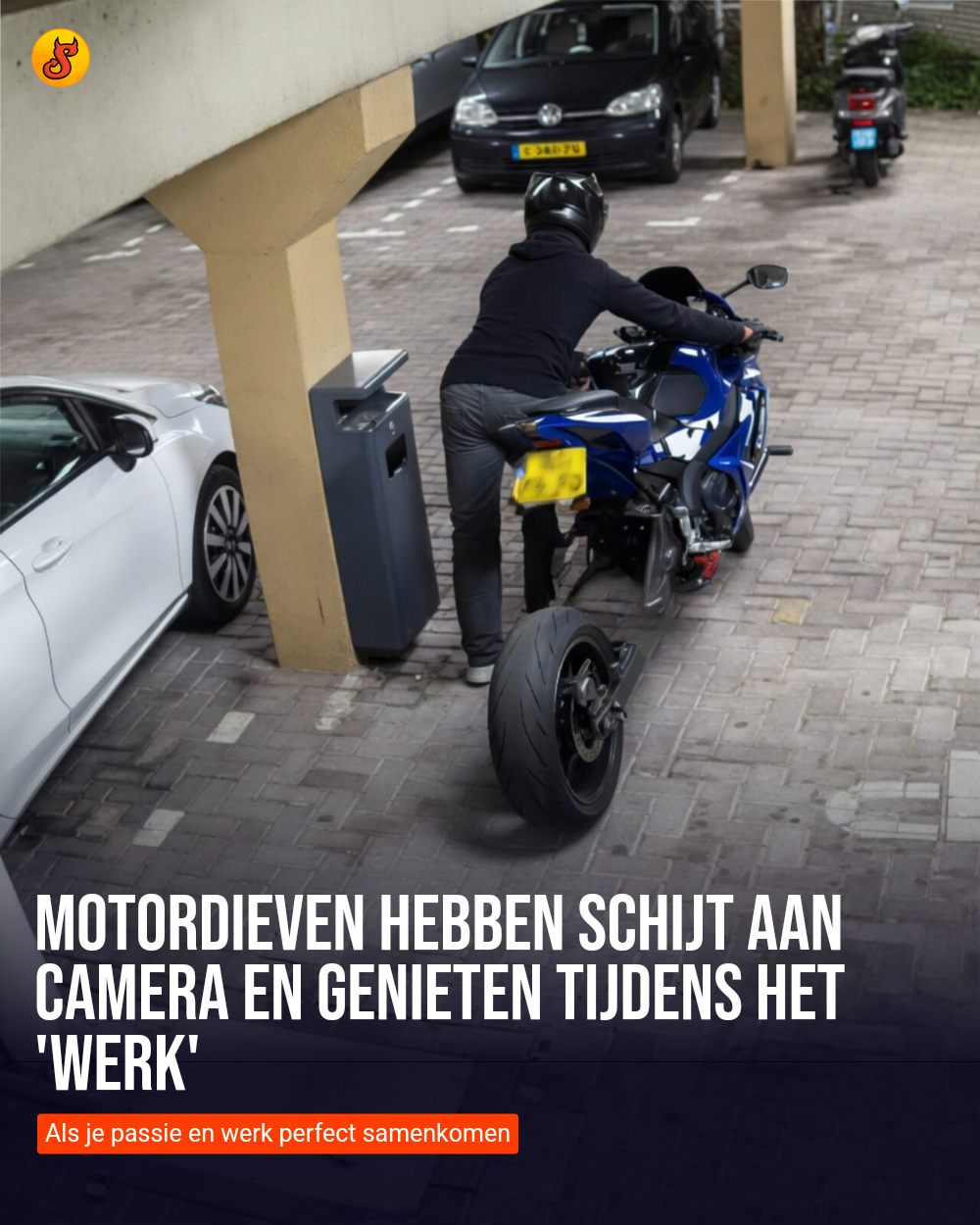 Motordieven hebben schijt aan camera en genieten tijdens het 'werk'