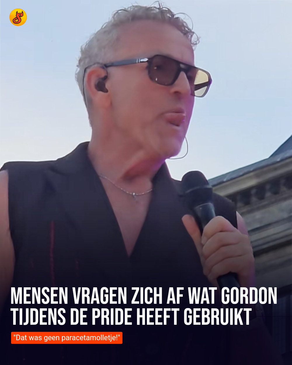 Mensen vragen zich af wat Gordon tijdens de Pride heeft gebruikt